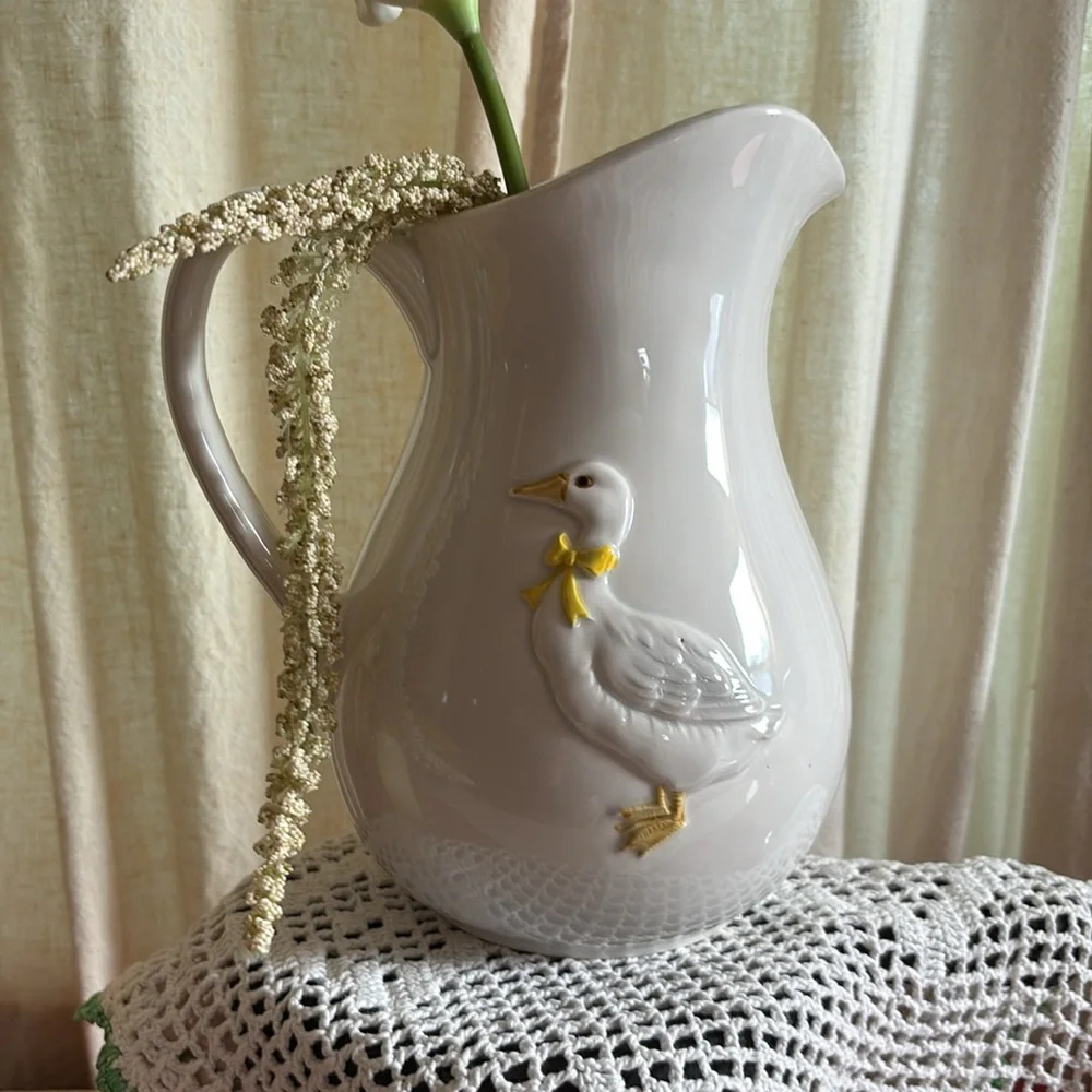 Vintage Geese Otagiri Japan Pottery Pitcher Vase Country goose - Picture 3 of 6